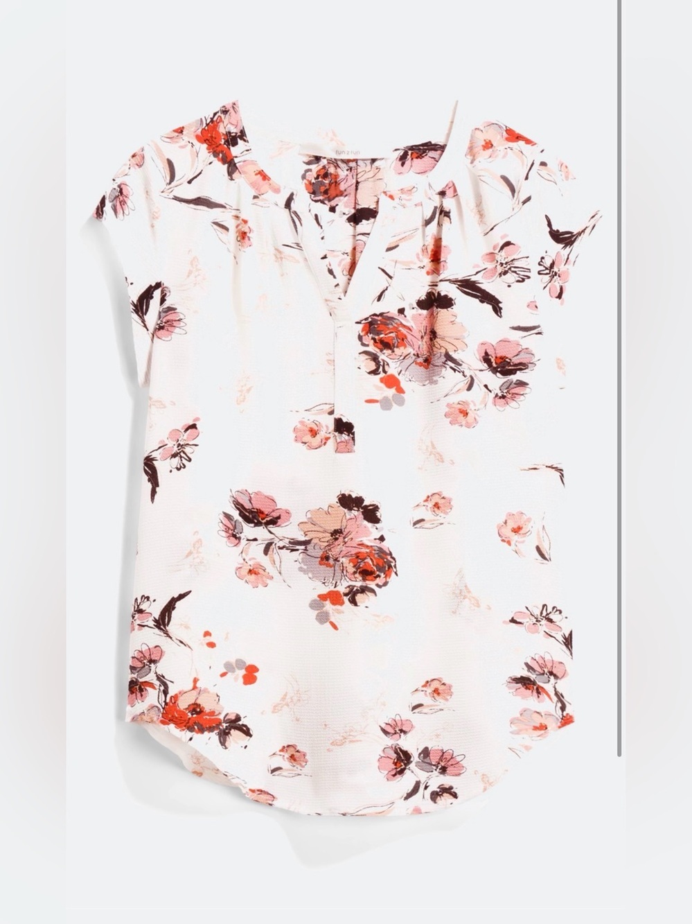 White Floral Cap Sleeve Top